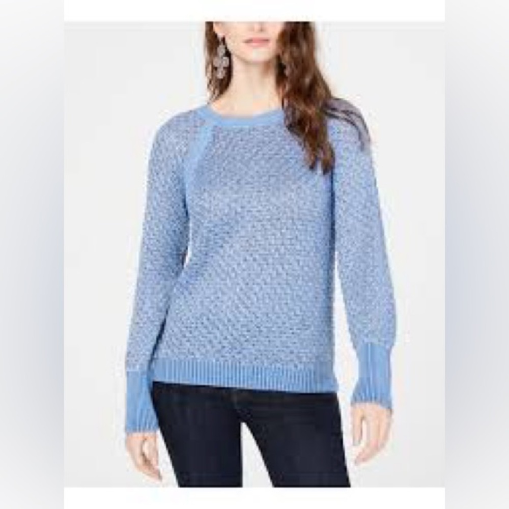 INC metallic pullover Women's Blue Sweater